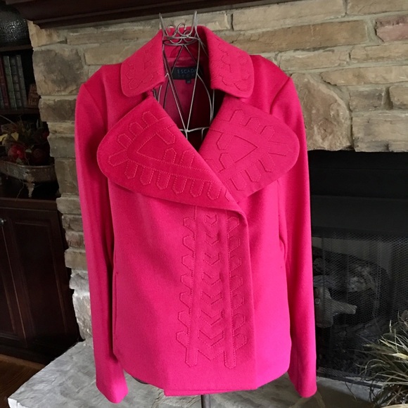 Escada Sport Coat, Escada Wool Coat, Fuchsia Coat - Picture 1 of 4